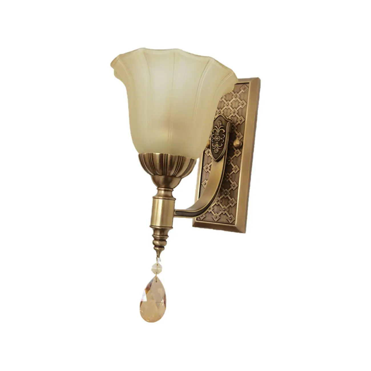 Retro Gold Frame Wall Sconce Lamp with Crystal Pendant  Image - 5 | homeyfad