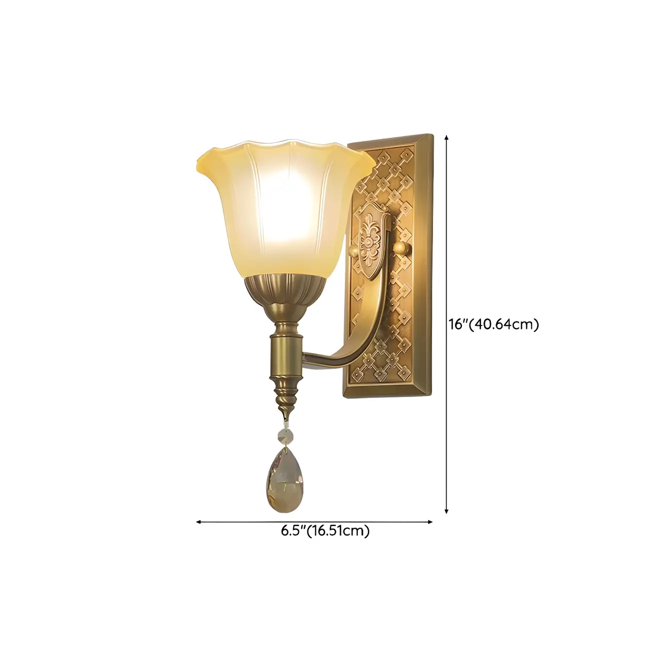 Retro Gold Frame Wall Sconce Lamp with Crystal Pendant  #size | homeyfad