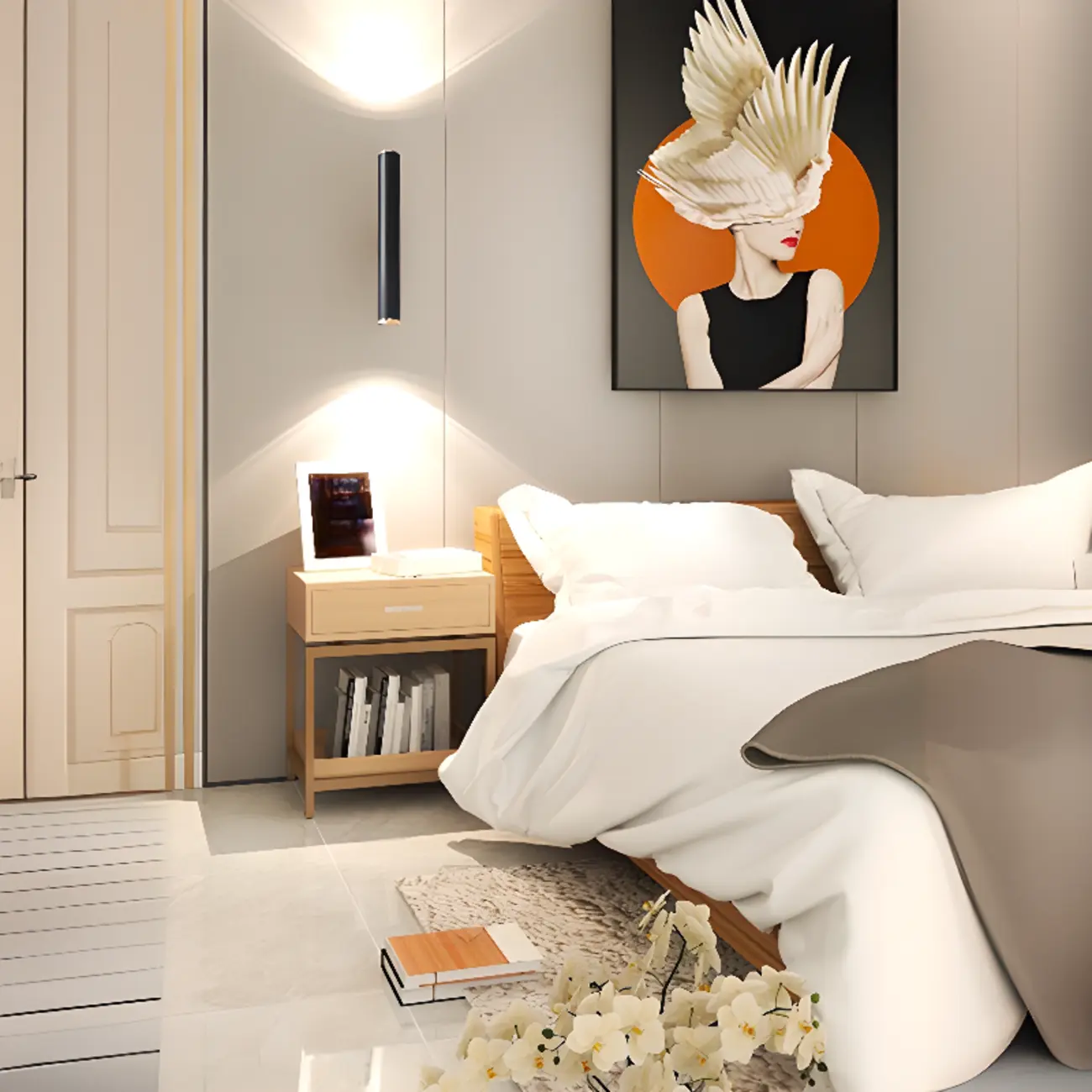 Modern Cylinder Black Double Headed Bedside Wall Light  Image - 2 | homeyfad