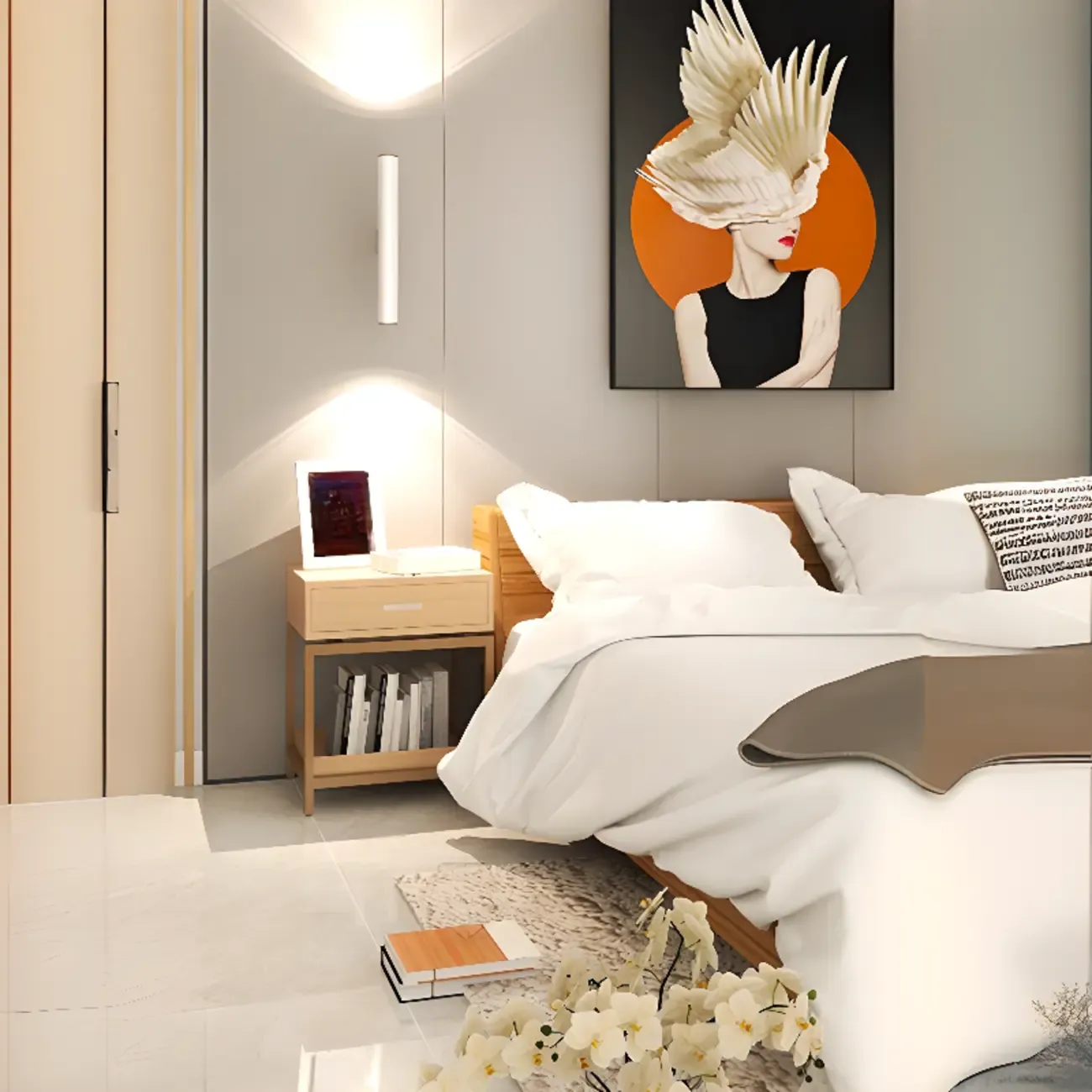 Modern Cylinder Black Double Headed Bedside Wall Light Image - 5