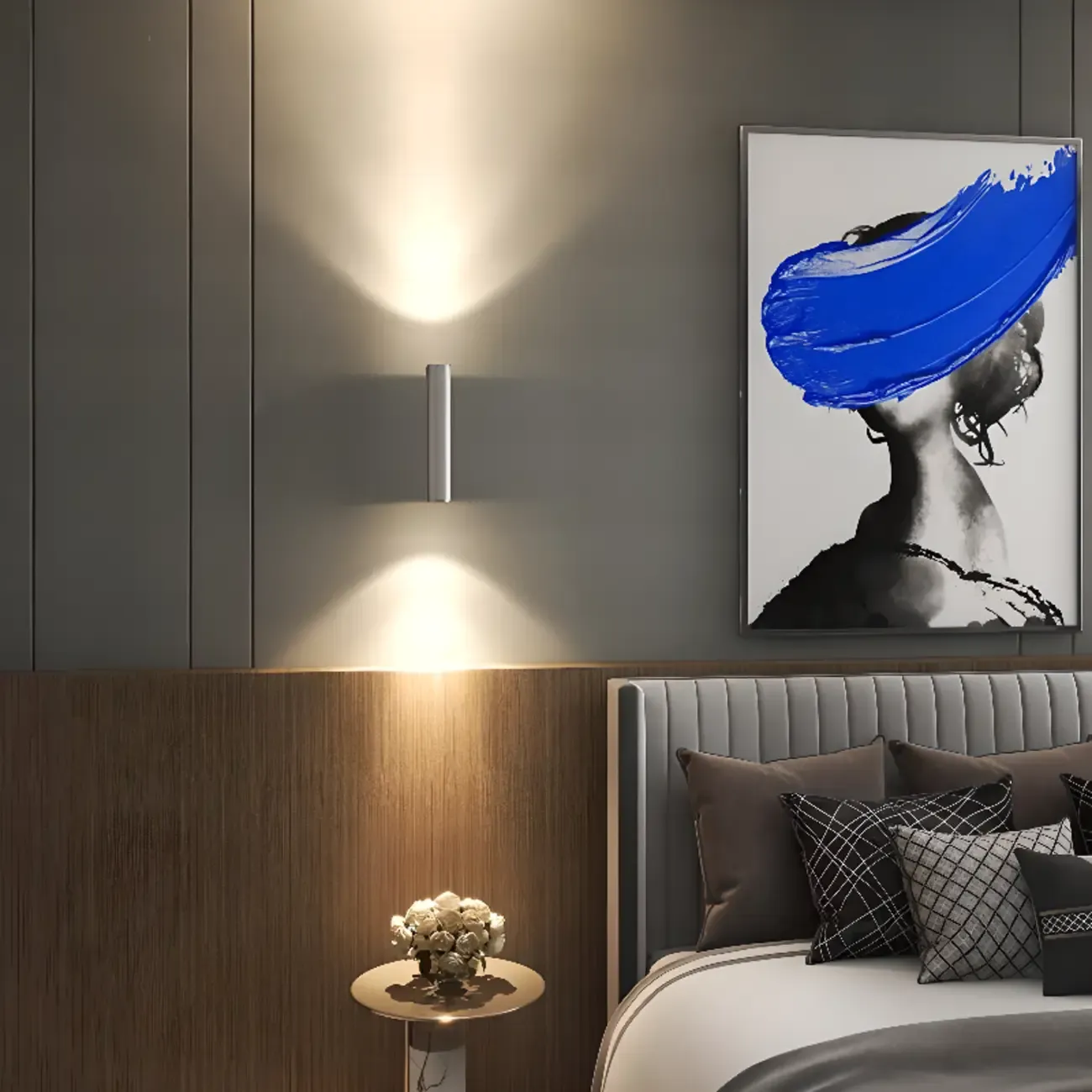 Modern Cylinder Black Double Headed Bedside Wall Light Image - 6