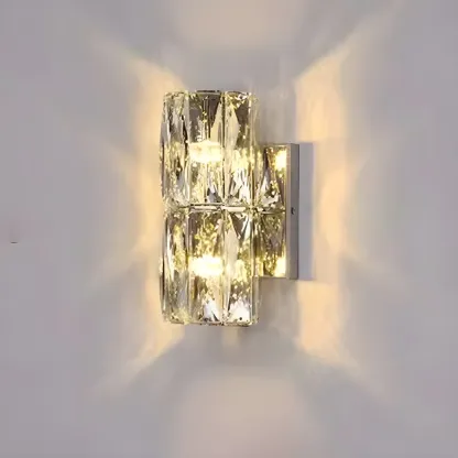 Modern Unique Cylinder Steel Wall Sconce with Crystal Image - 2