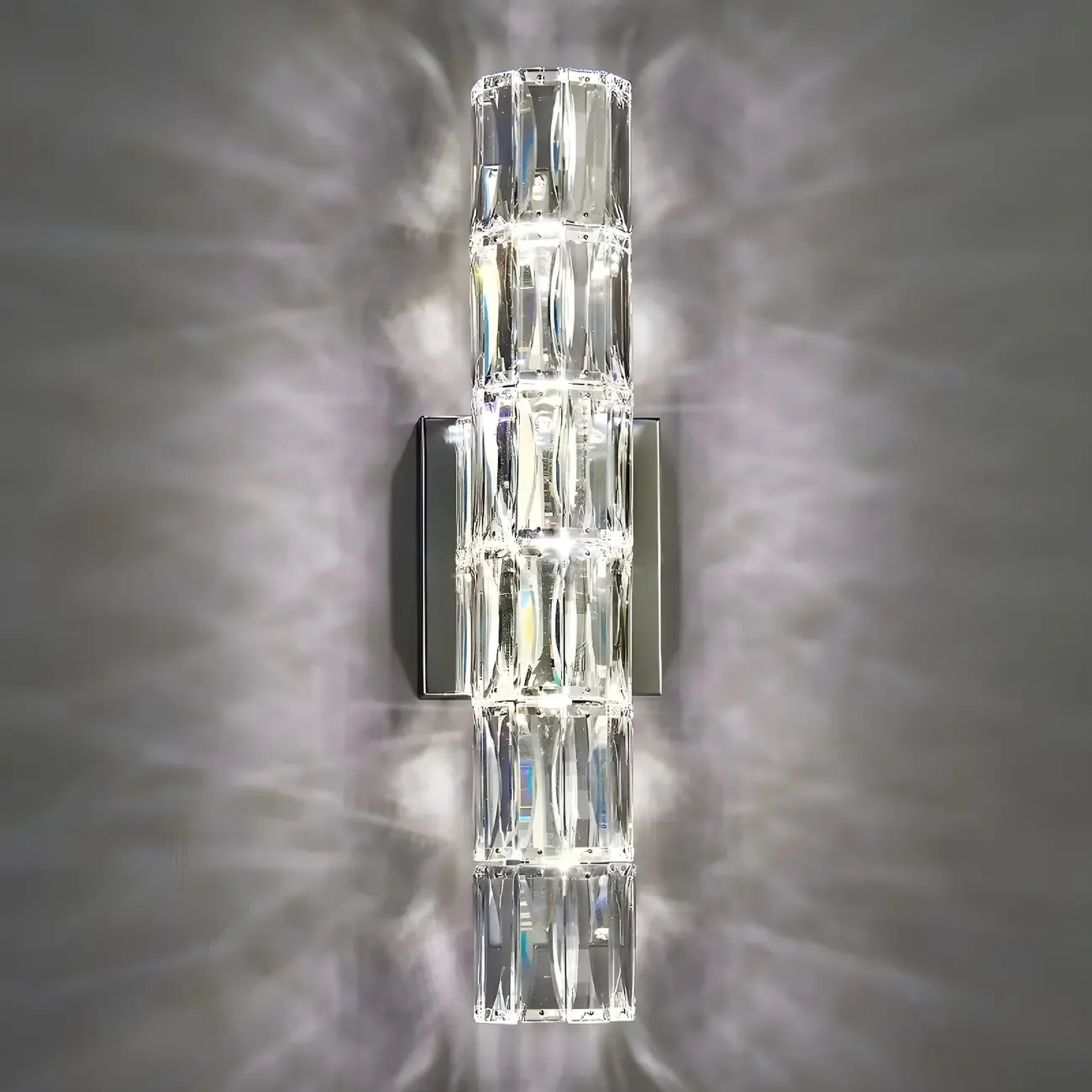 Modern Unique Cylinder Steel Wall Sconce with Crystal Image - 3