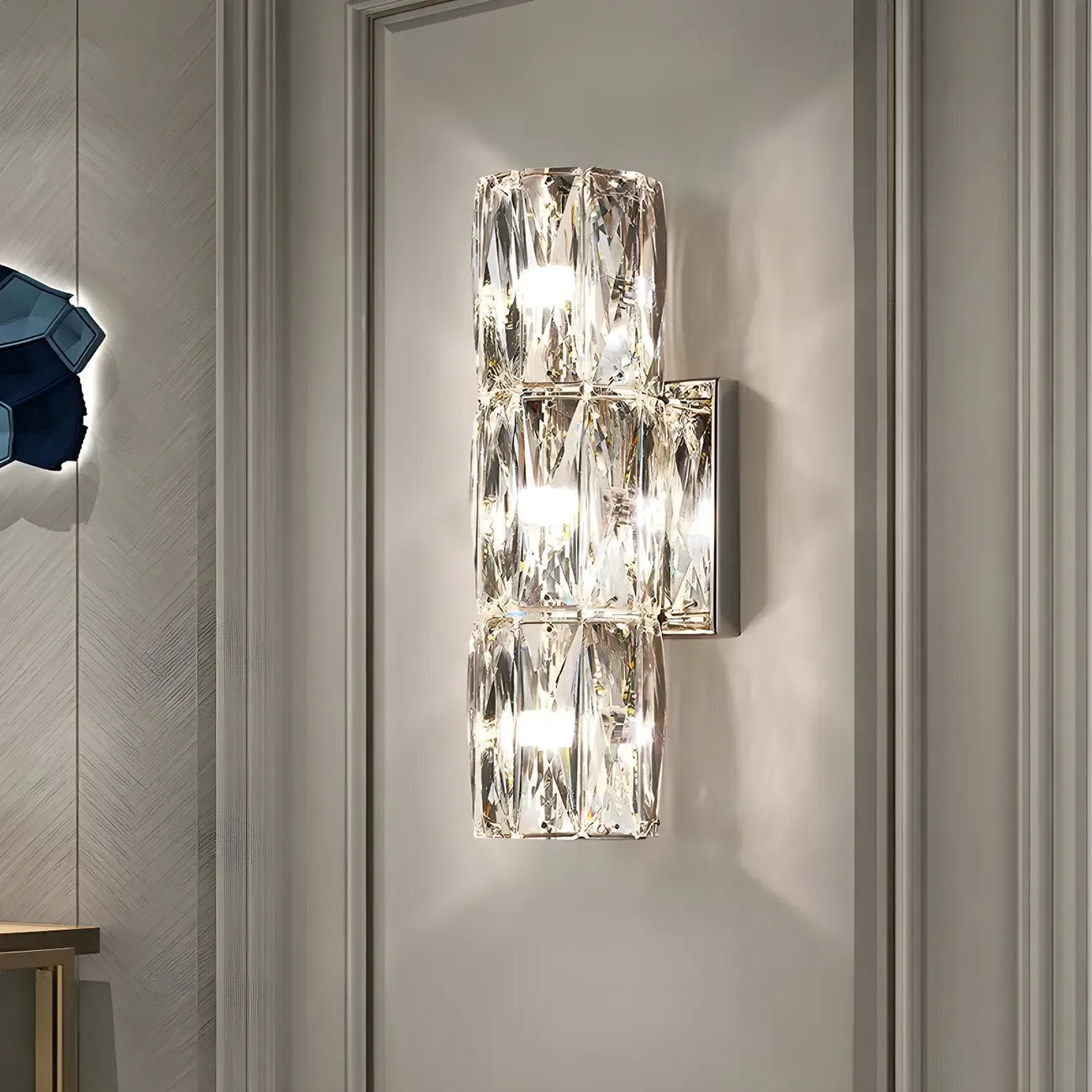 Modern Unique Cylinder Steel Wall Sconce with Crystal Image - 4