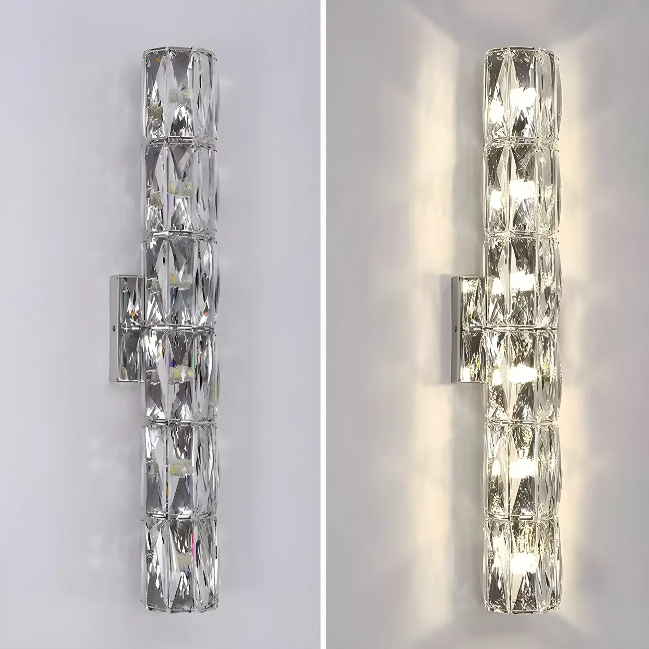 Modern Unique Cylinder Steel Wall Sconce with Crystal Image - 6 | homeyfad