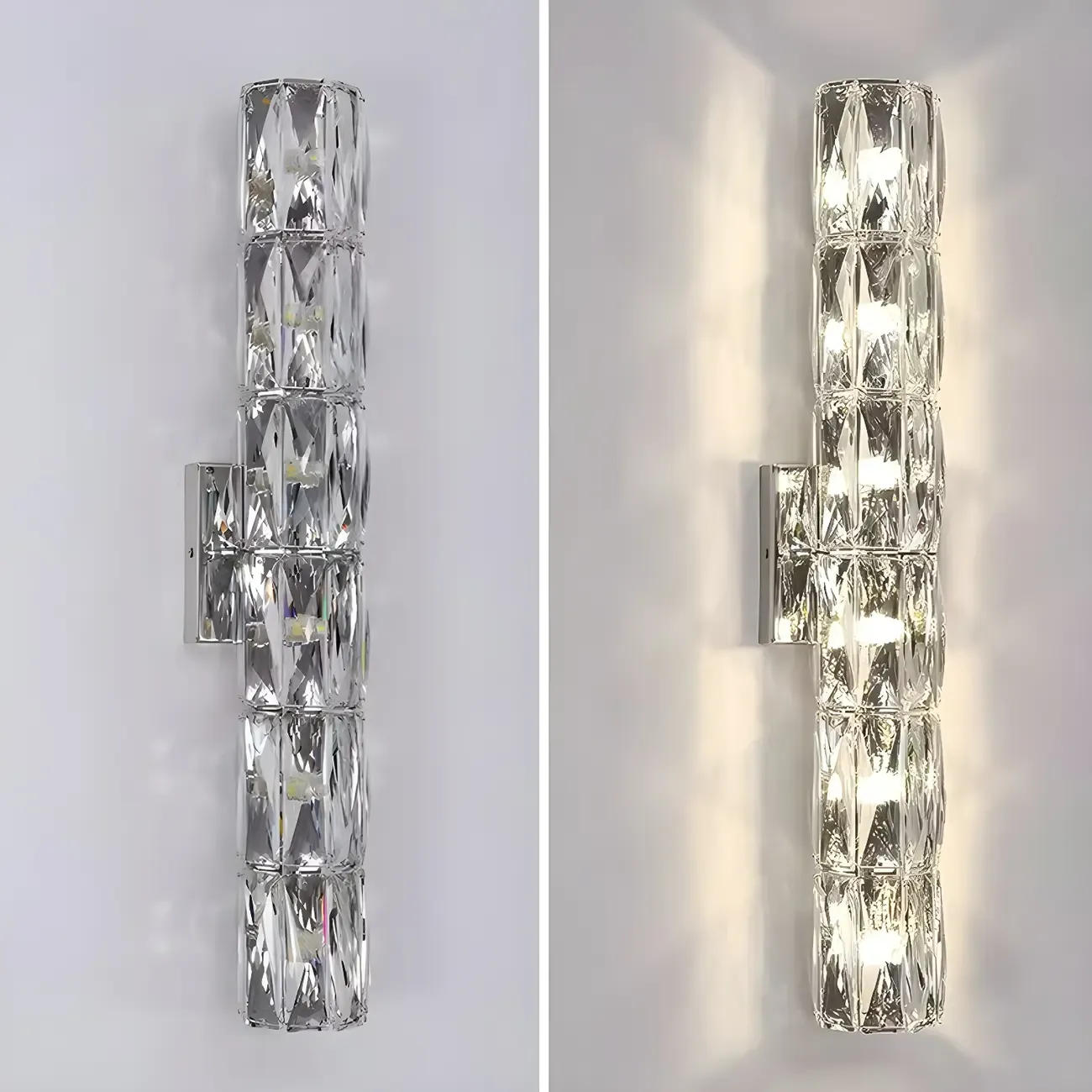 Modern Unique Cylinder Steel Wall Sconce with Crystal Image - 6