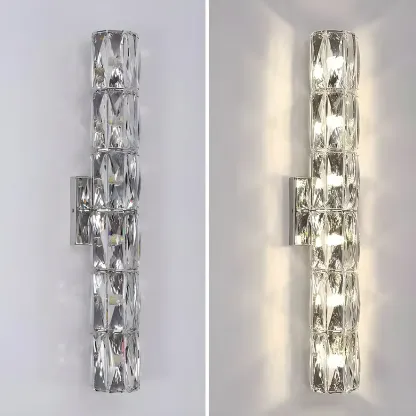 Modern Unique Cylinder Steel Wall Sconce with Crystal Image - 6