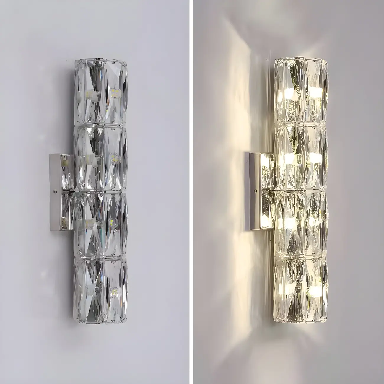 Modern Unique Cylinder Steel Wall Sconce with Crystal Image - 8 | homeyfad