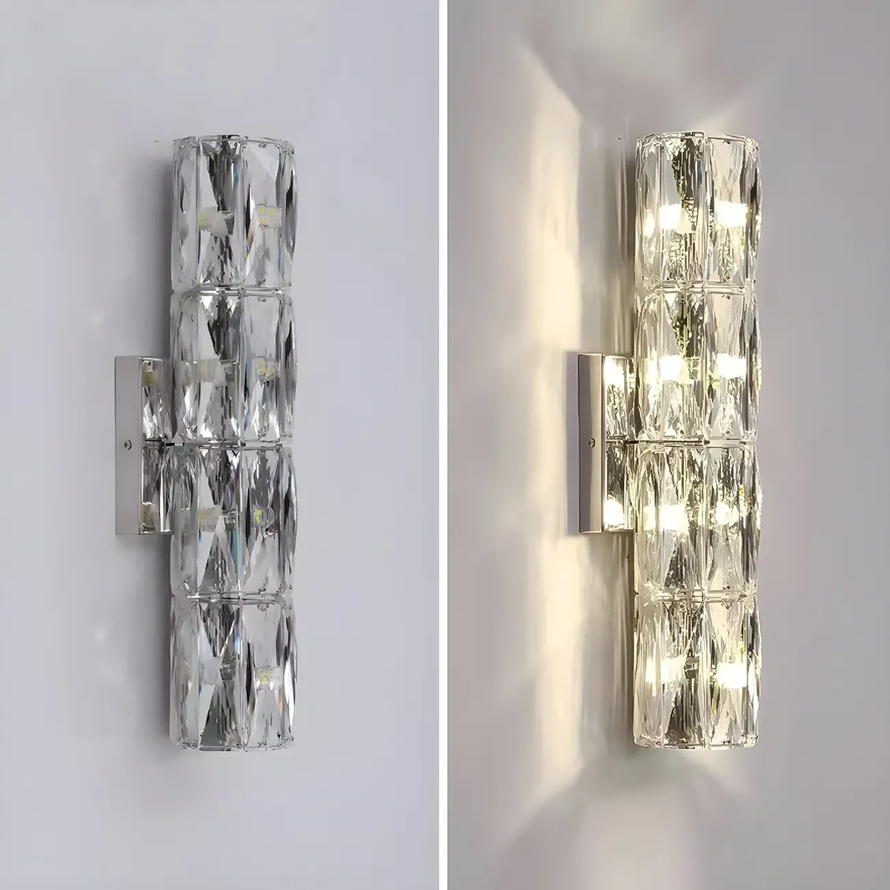 Modern Unique Cylinder Steel Wall Sconce with Crystal Image - 8