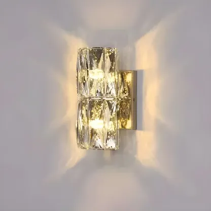 Modern Unique Cylinder Steel Wall Sconce with Crystal Image - 9