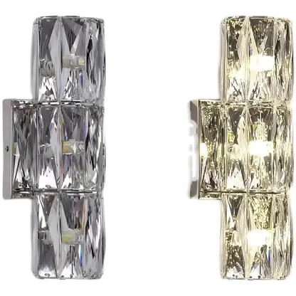 Modern Unique Cylinder Steel Wall Sconce with Crystal Image - 10