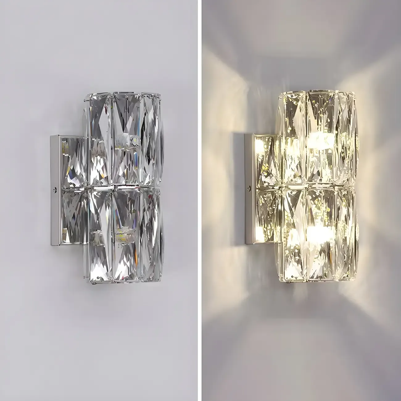 Modern Unique Cylinder Steel Wall Sconce with Crystal Image - 12