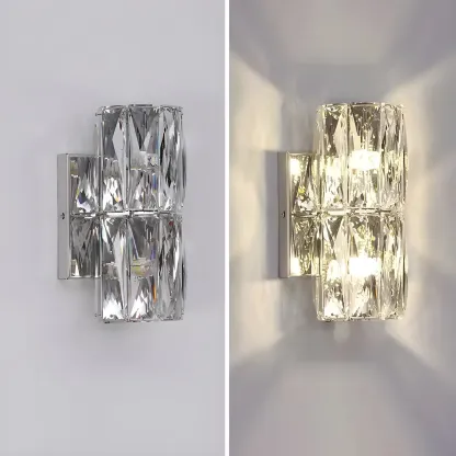 Modern Unique Cylinder Steel Wall Sconce with Crystal Image - 12