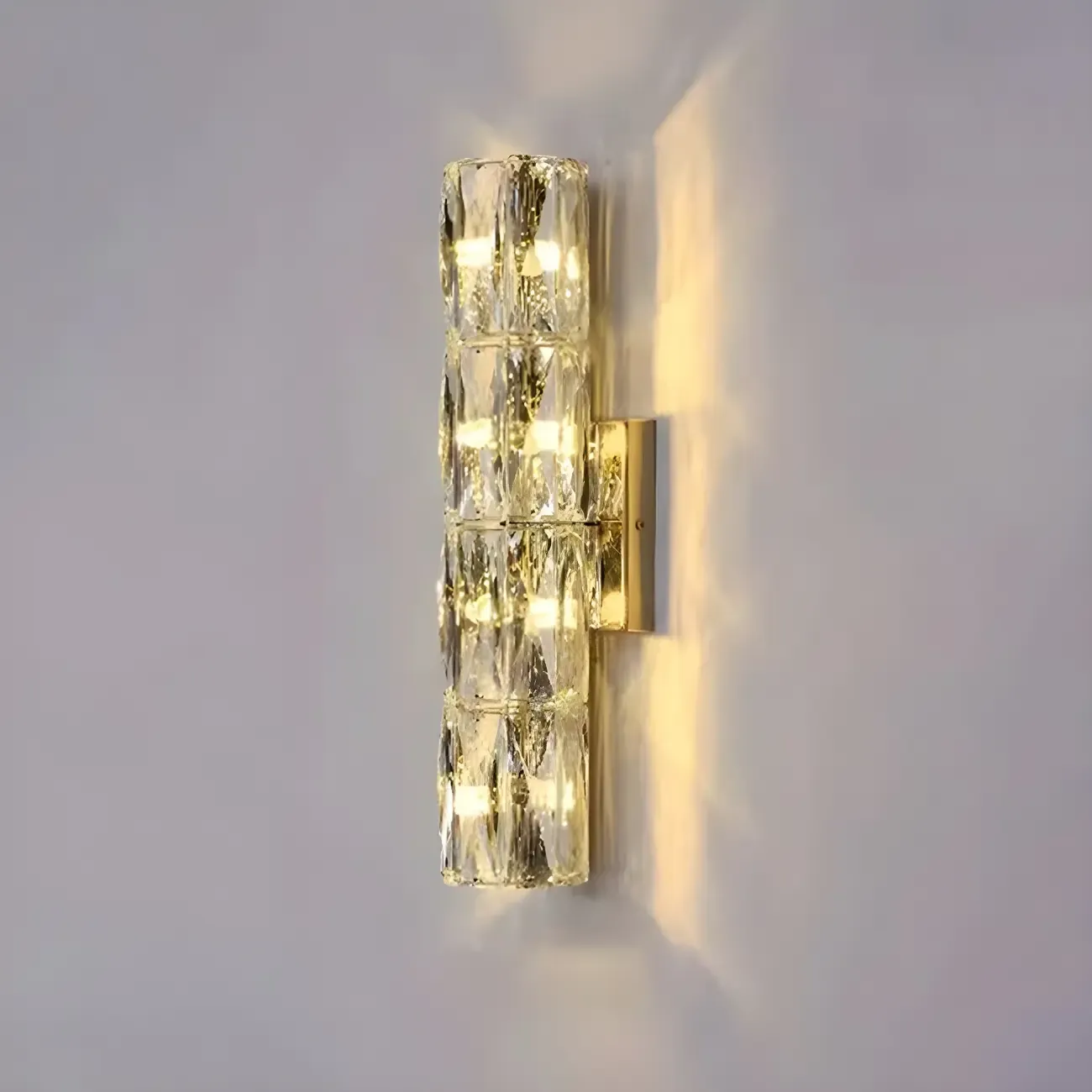 Modern Unique Cylinder Steel Wall Sconce with Crystal Image - 13