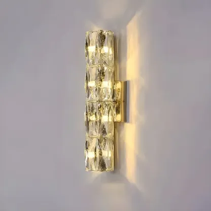 Modern Unique Cylinder Steel Wall Sconce with Crystal Image - 13