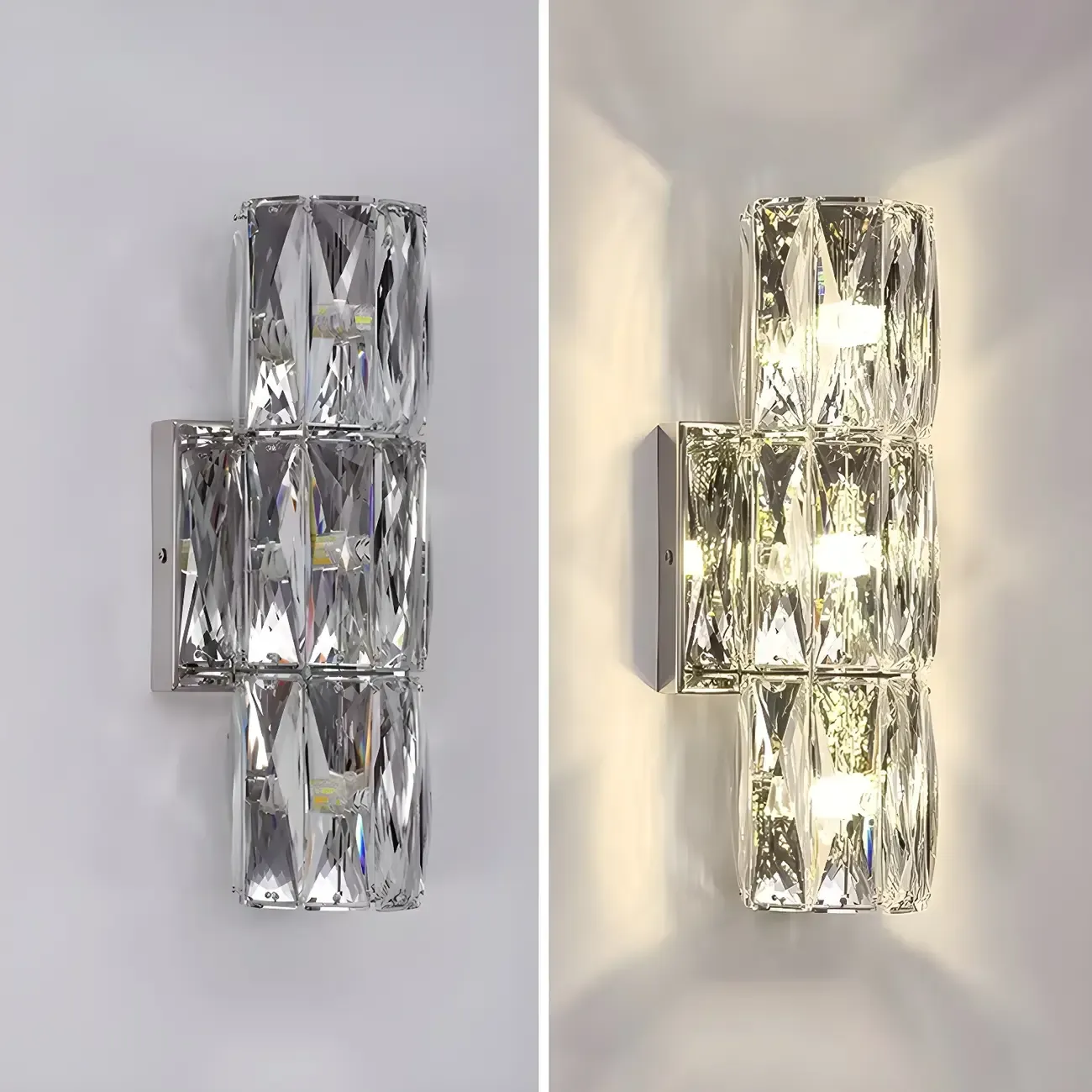 Modern Unique Cylinder Steel Wall Sconce with Crystal Image - 14