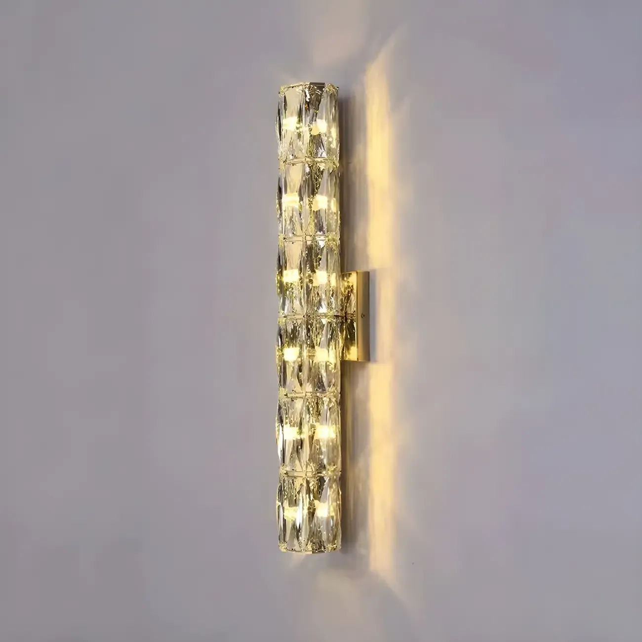 Modern Unique Cylinder Steel Wall Sconce with Crystal Image - 15