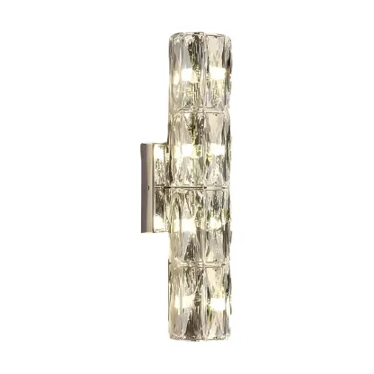 Modern Unique Cylinder Steel Wall Sconce with Crystal Image - 17