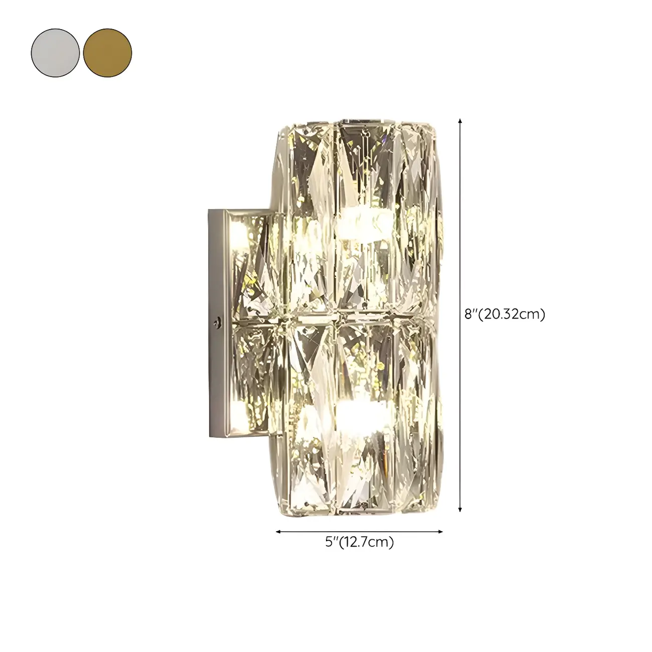 Modern Unique Cylinder Steel Wall Sconce with Crystal #size