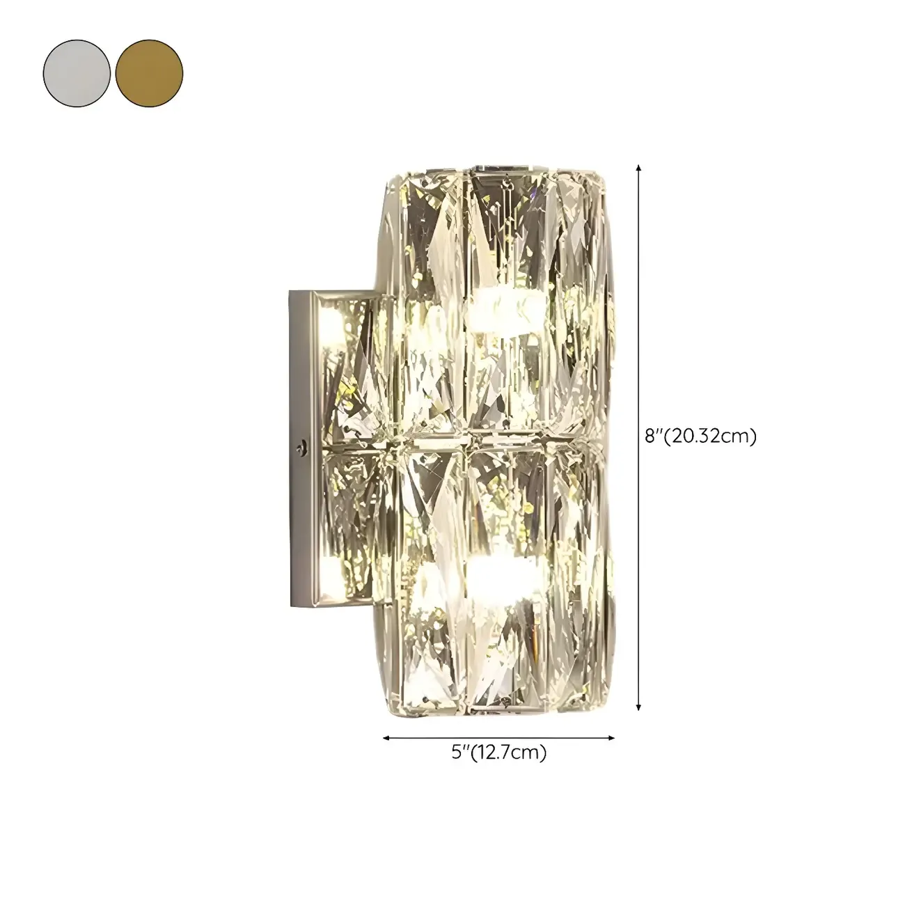 Modern Unique Cylinder Steel Wall Sconce with Crystal #size