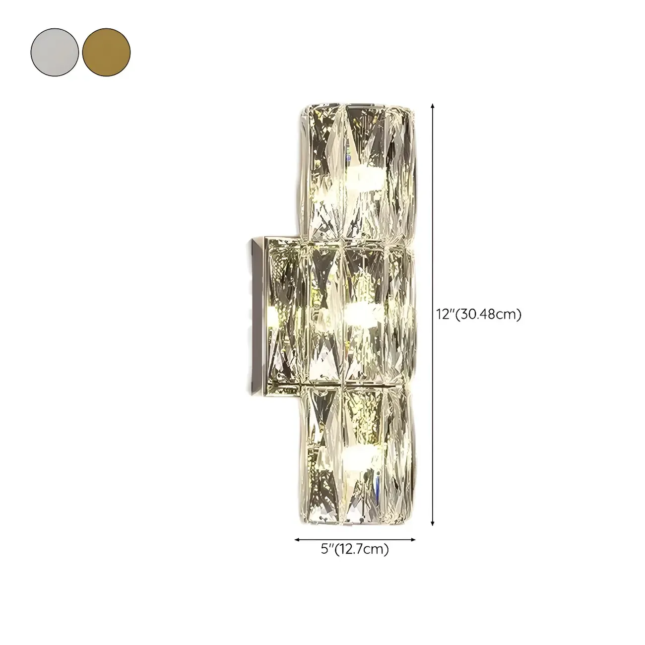 Modern Unique Cylinder Steel Wall Sconce with Crystal Image - 20