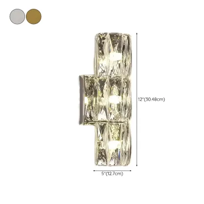 Modern Unique Cylinder Steel Wall Sconce with Crystal Image - 20
