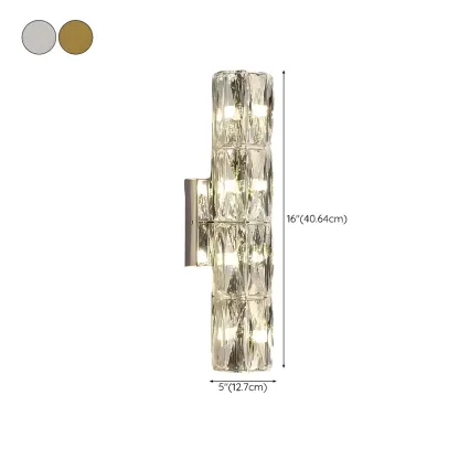 Modern Unique Cylinder Steel Wall Sconce with Crystal Image - 21