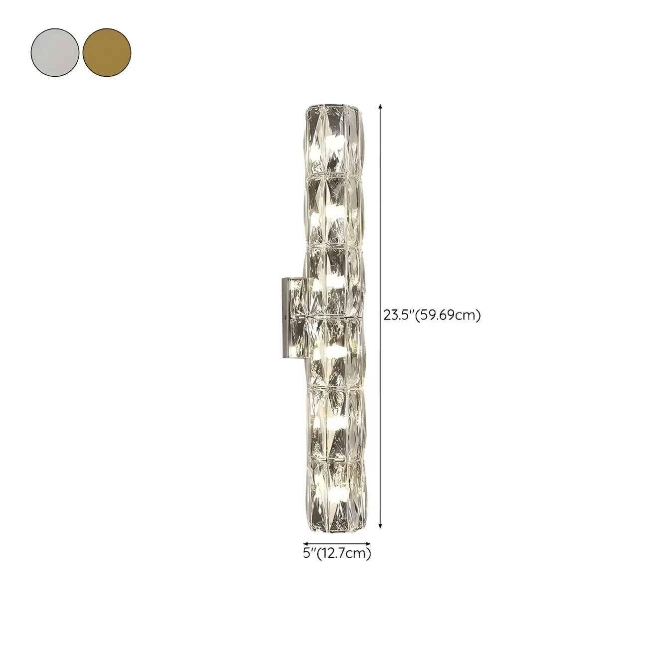 Modern Unique Cylinder Steel Wall Sconce with Crystal Image - 22
