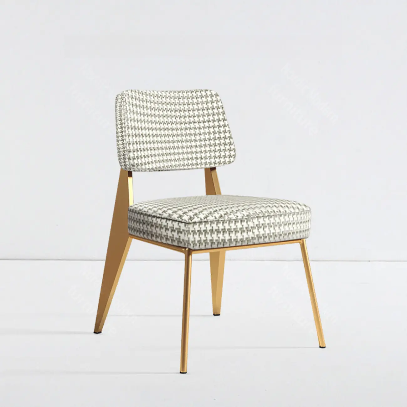 Modern Upholstered Dining Chair in Yellow with Armrest and Open Back Image - 3 | homeyfad