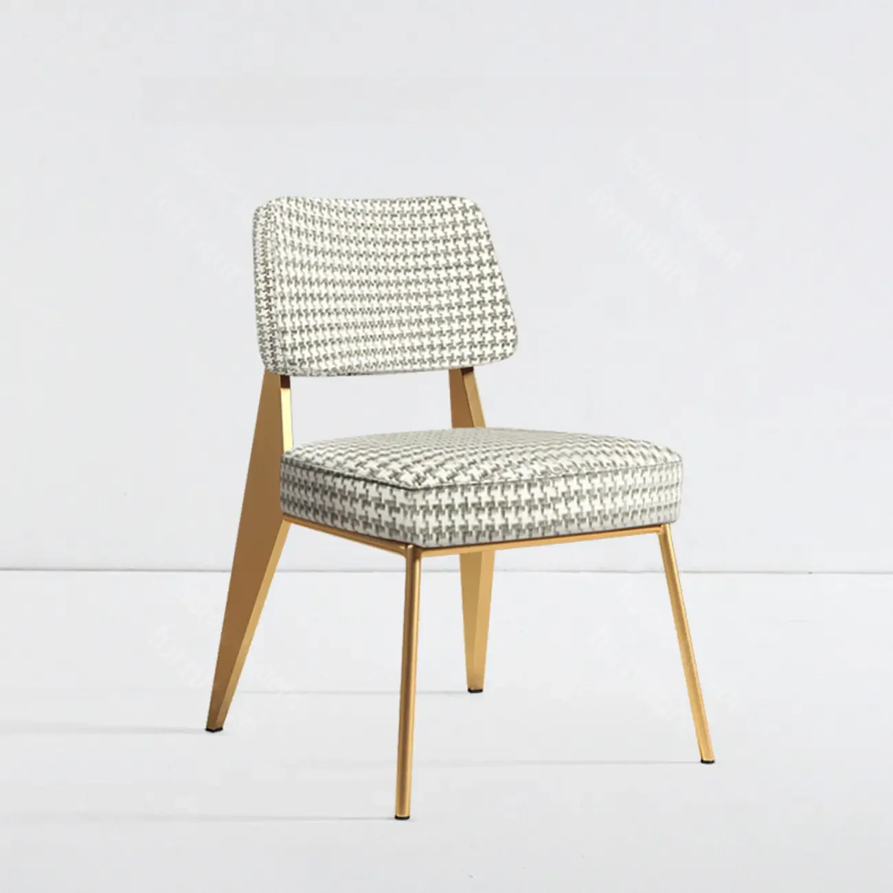 Modern Upholstered Dining Chair in Yellow with Armrest and Open Back Image - 3