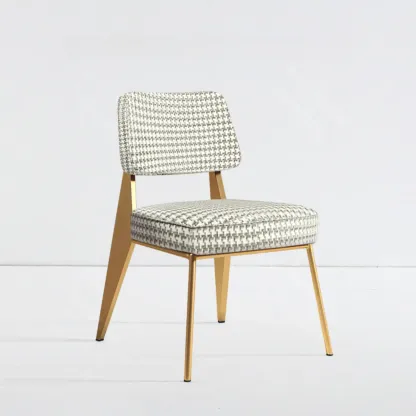Modern Upholstered Dining Chair in Yellow with Armrest and Open Back Image - 3