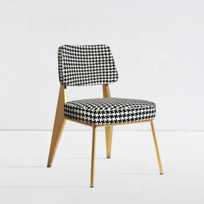Modern Upholstered Dining Chair in Yellow with Armrest and Open Back Image - 4