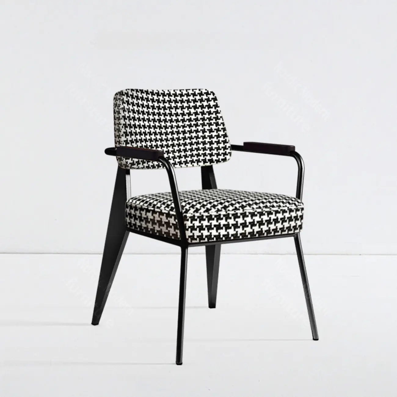 Modern Upholstered Dining Chair in Yellow with Armrest and Open Back Image - 5 | homeyfad