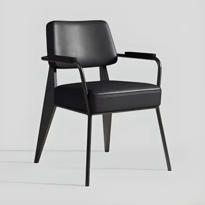 Modern Upholstered Dining Chair in Yellow with Armrest and Open Back Image - 12