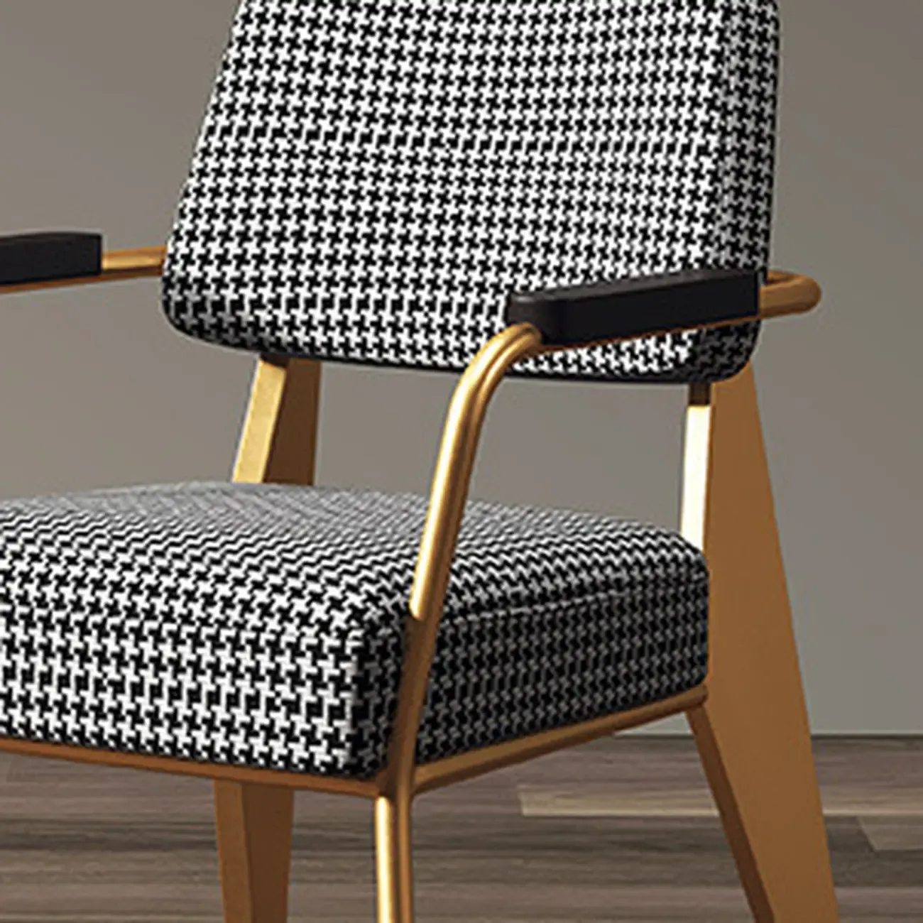 Modern Upholstered Dining Chair in Yellow with Armrest and Open Back Image - 15