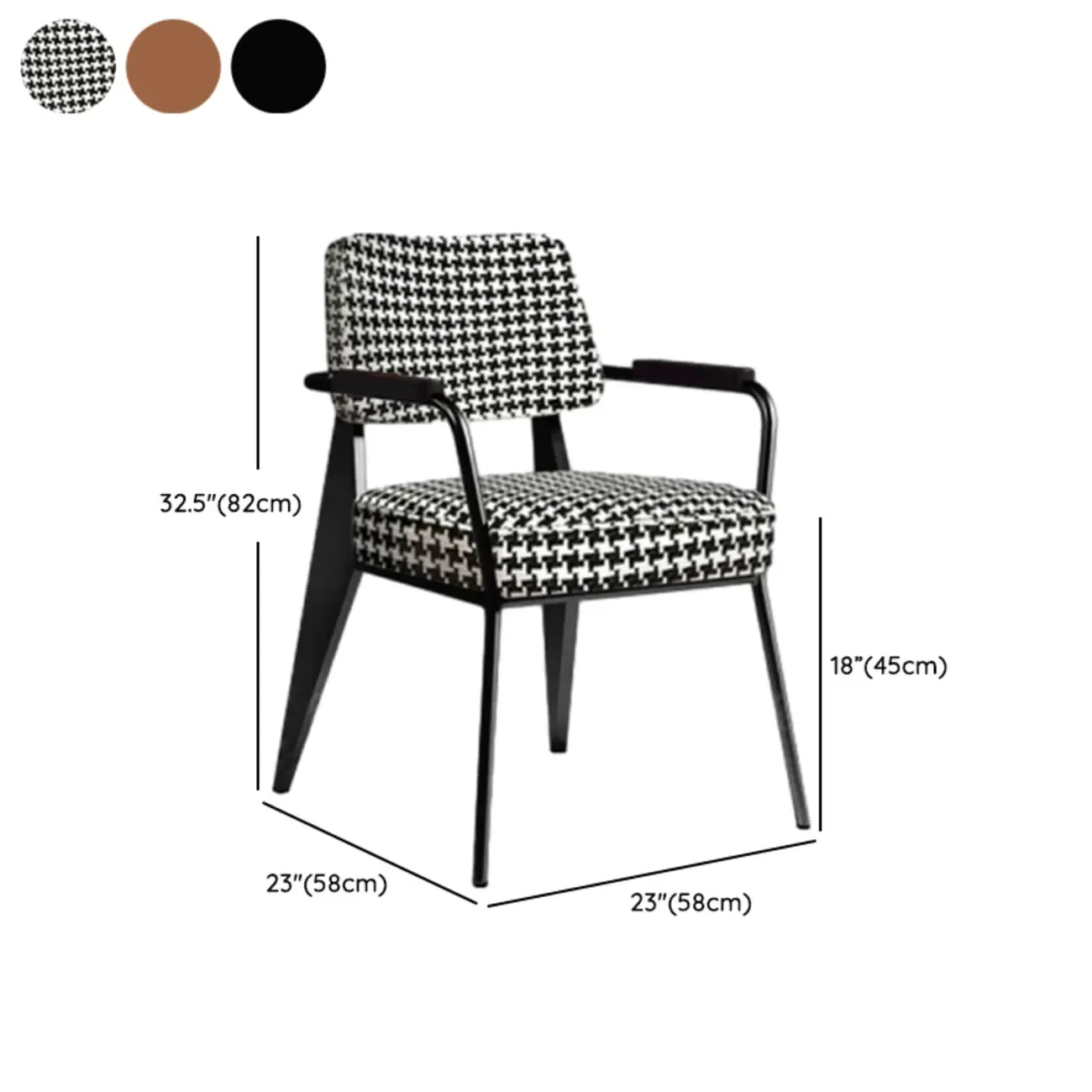 Modern Upholstered Dining Chair in Yellow with Armrest and Open Back Image - 17
