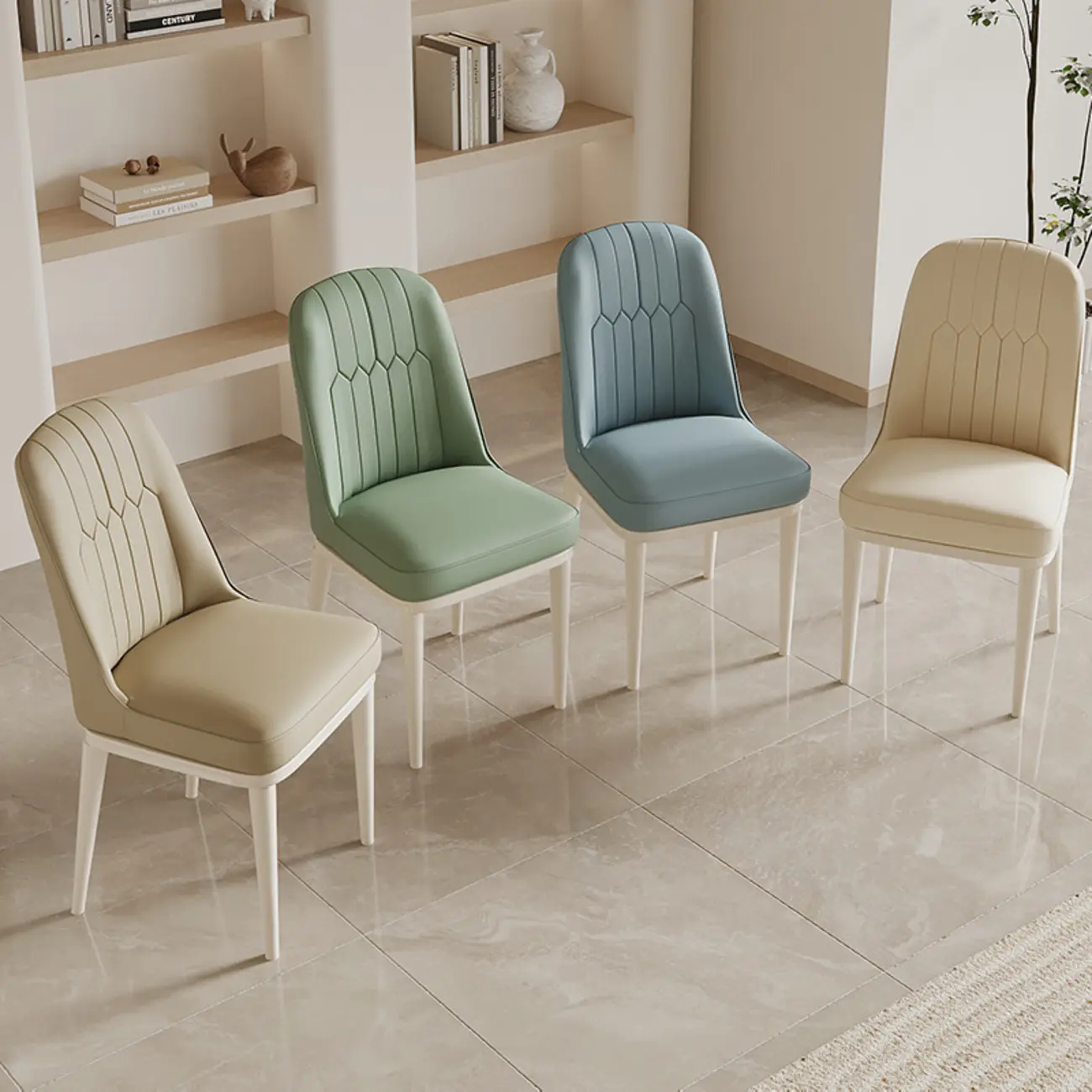 Modern Multi-Color Faux Leather Upholstered Armless Dining Chair