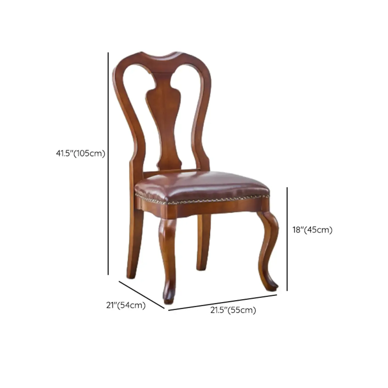 Traditional Brown Wood Leather Upholstered Armless Dining Chair Image - 29