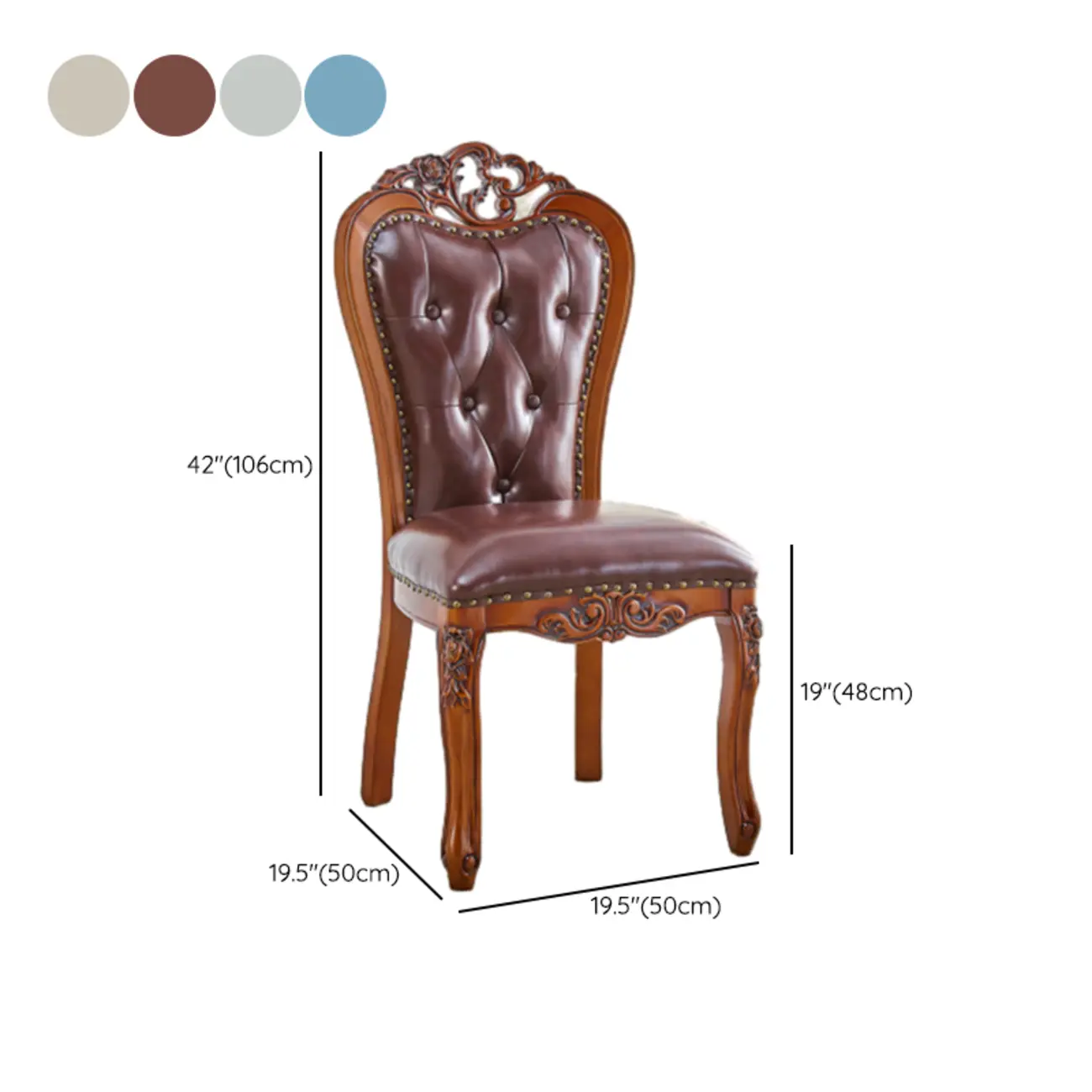 Traditional Brown Wood Leather Upholstered Armless Dining Chair Image - 31 | homeyfad