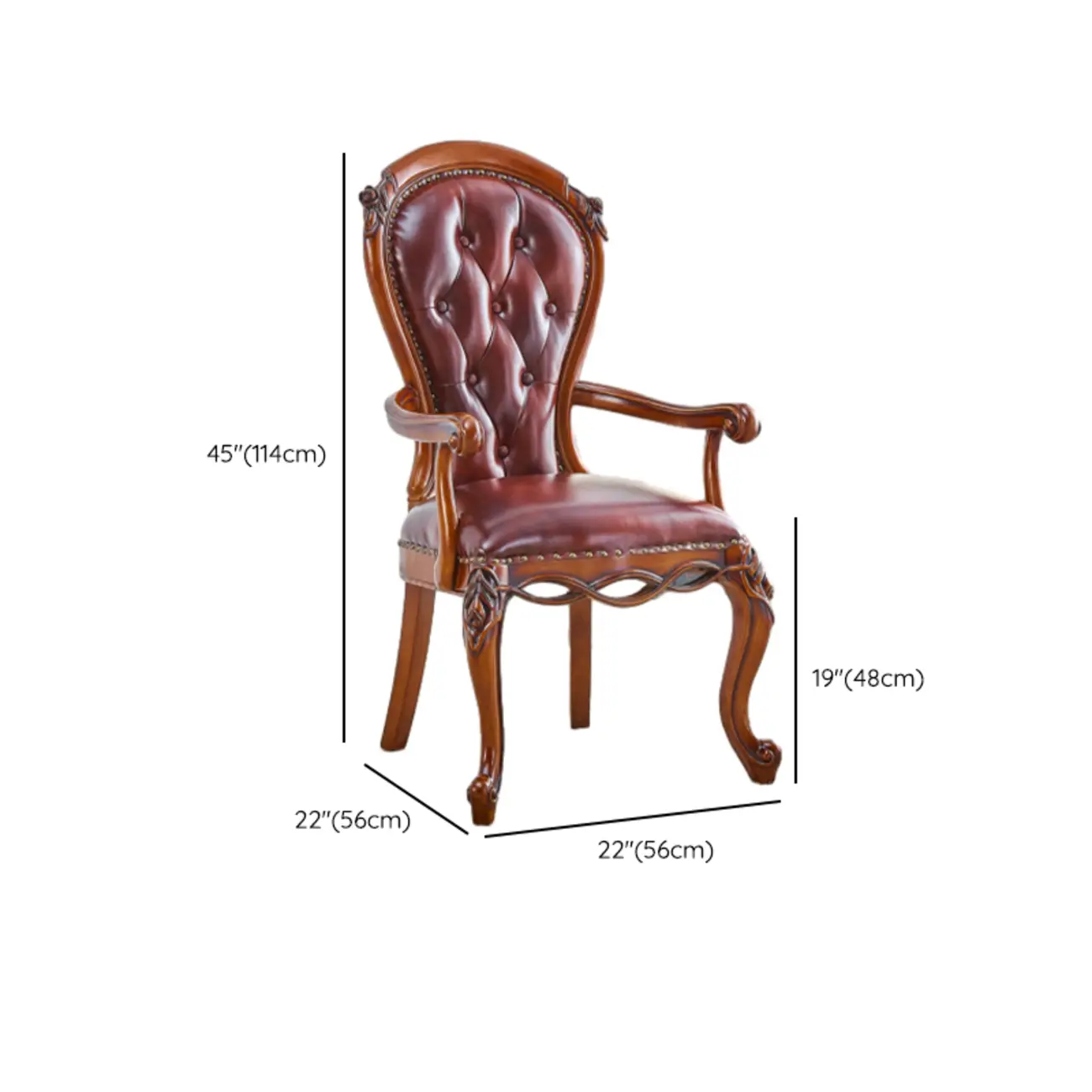 Traditional Brown Wood Leather Upholstered Armless Dining Chair Image - 34 | homeyfad