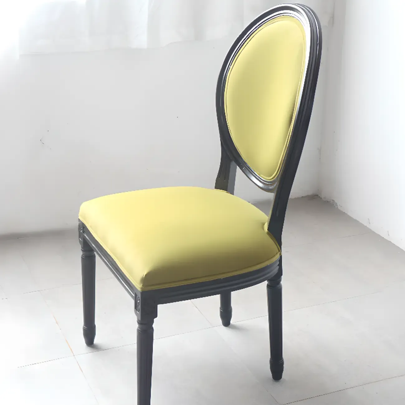 Vintage Dining Chair Faux Leather Upholstery with Back Image - 2