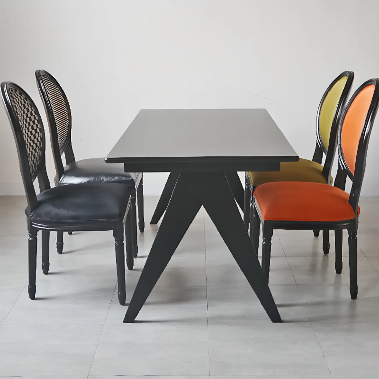 Vintage Dining Chair Faux Leather Upholstery with Back Image - 6 | homeyfad