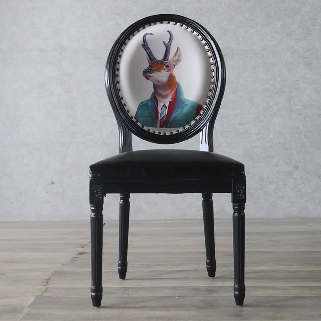 Vintage Dining Chair Faux Leather Upholstery with Back Image - 7 | homeyfad