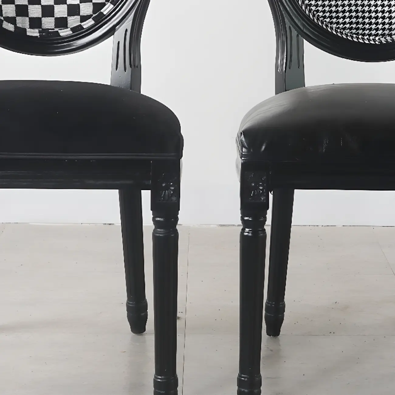 Vintage Dining Chair Faux Leather Upholstery with Back Image - 8 | homeyfad