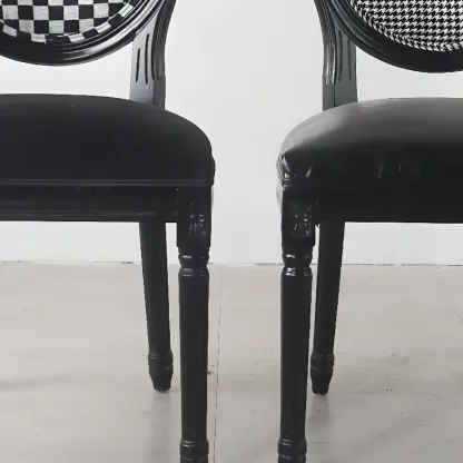 Vintage Dining Chair Faux Leather Upholstery with Back Image - 8