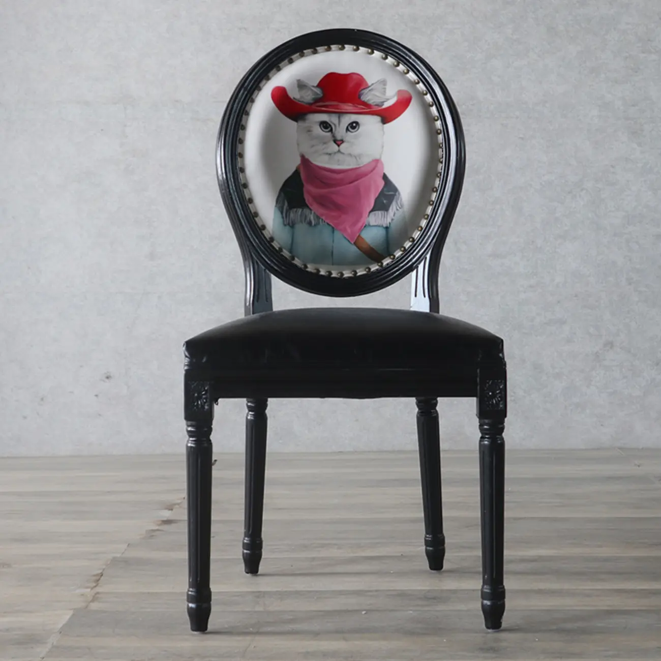 Vintage Dining Chair Faux Leather Upholstery with Back Image - 9 | homeyfad