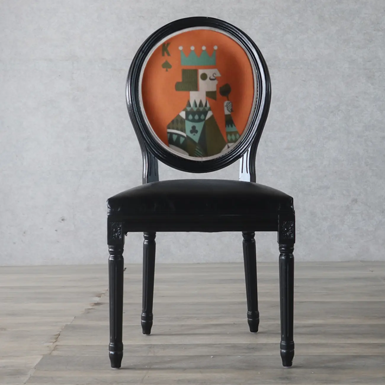 Vintage Dining Chair Faux Leather Upholstery with Back Image - 11 | homeyfad