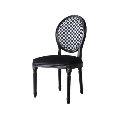 Vintage Dining Chair Faux Leather Upholstery with Back Image - 12