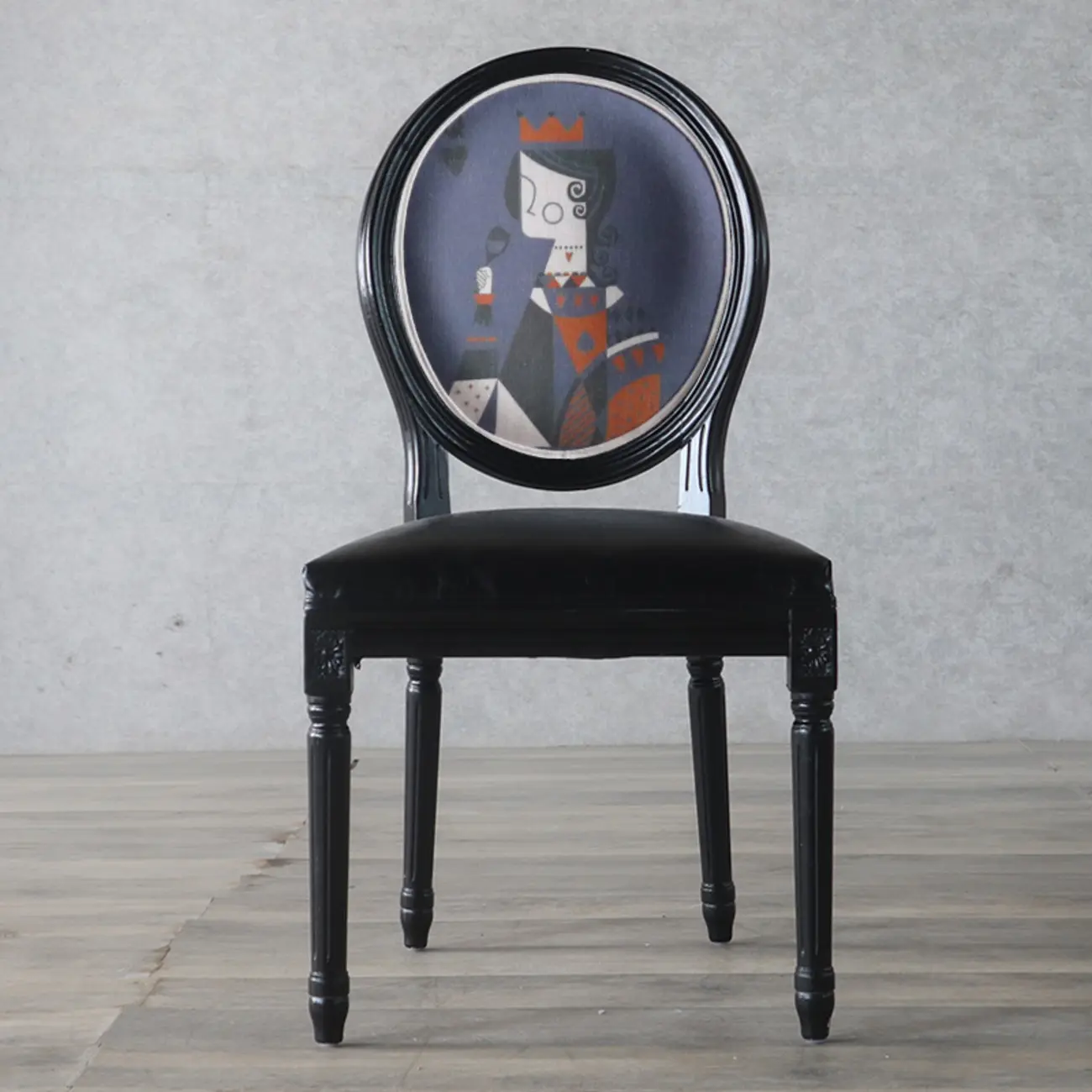 Vintage Dining Chair Faux Leather Upholstery with Back Image - 13 | homeyfad