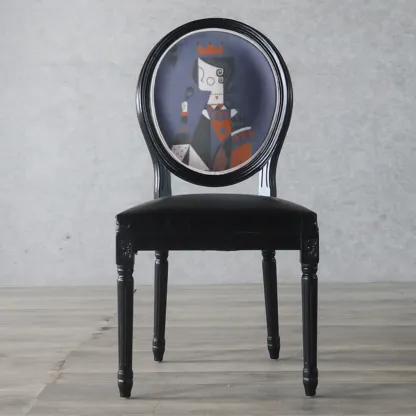 Vintage Dining Chair Faux Leather Upholstery with Back Image - 13